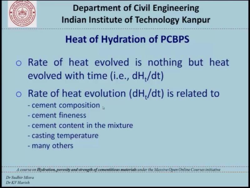 (Refer Slide Time: 23:06) Rate of heat evolved is nothing, but heat evolved with time that is