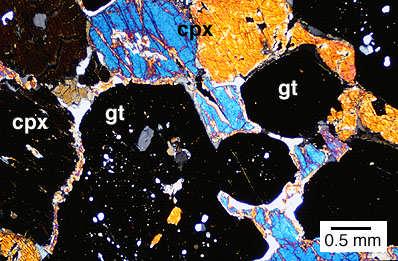 Eclogite Garnet and clinopyroxene are the