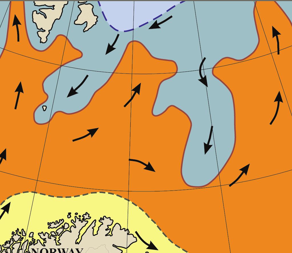 150 M. Saher et al. NORWEGIAN JOURNAL OF GEOLOGY 76 80 SVALBARD Polar water Arctic water Atlantic water Coastal water Polar front Arctic front Coastal front 72 68 70 0 Fig.