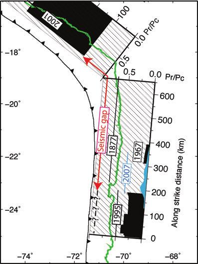14 M. Béjar-Pizarro et al. mainly rupture its shallower part but also propagate downdip such as the 1995 Mw 8.1 earthquake (Ihmlé & Ruegg, 1997; Pritchard et al. 2002; Chlieh et al. 2004).