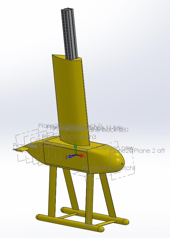 In order to estimate values of AWP, Sx, Sxx, Syy,, zg and zb, a detailed 3D CAD model of the vessel was built. Figure 9 shows a rendering of the 3D model beside a picture of the physical model.