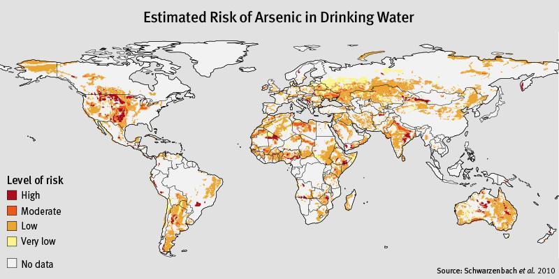 Arsenic contamination around the world Maximum