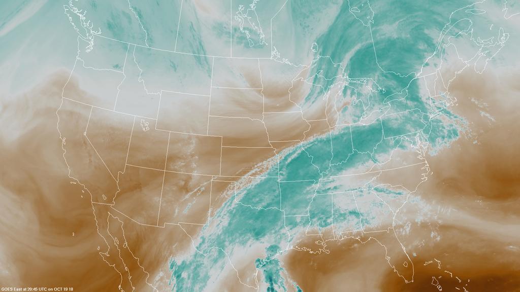 anticyclones, and frontal systems Whiter colors mean more water vapor is present (interpreted as high