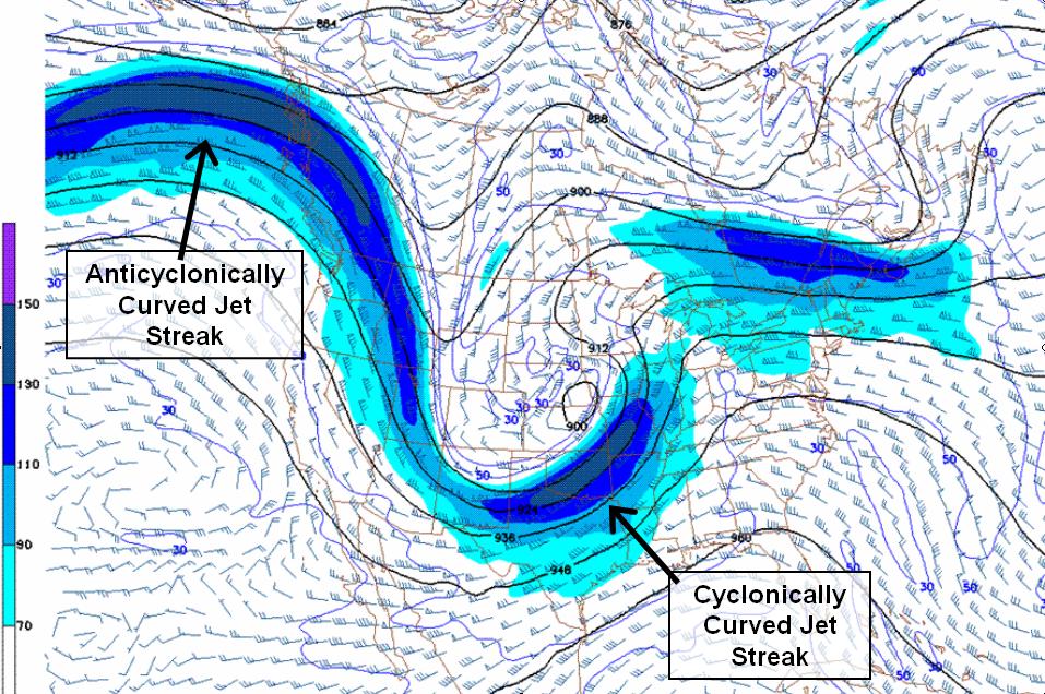 Jet Streaks Localized areas (within the jet stream) of fast moving