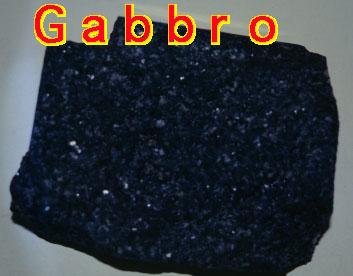 Gabbro Dark-colored, coarsegrained intrusive Similar composition to basalt plagioclase feldspar with