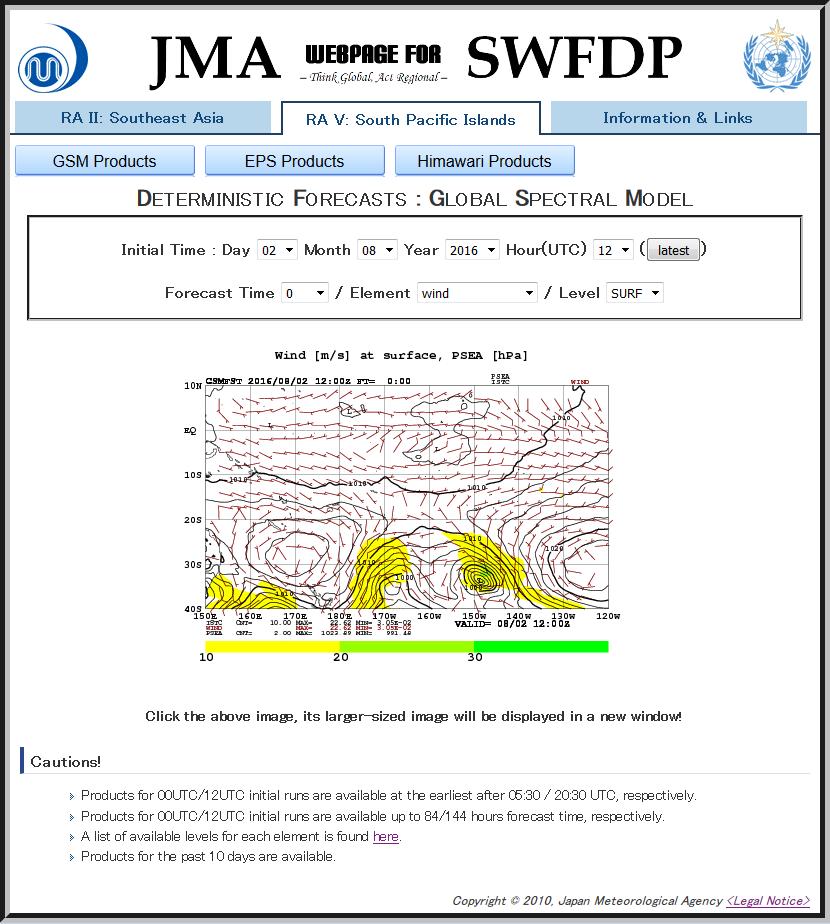 GSM Products (deterministic forecasts) Forecast intervals: 6-hourly up to 72 hours, 12-hourly up to 144 hours Map products: accumulated precipitation, min & max temperature, sea level pressure,