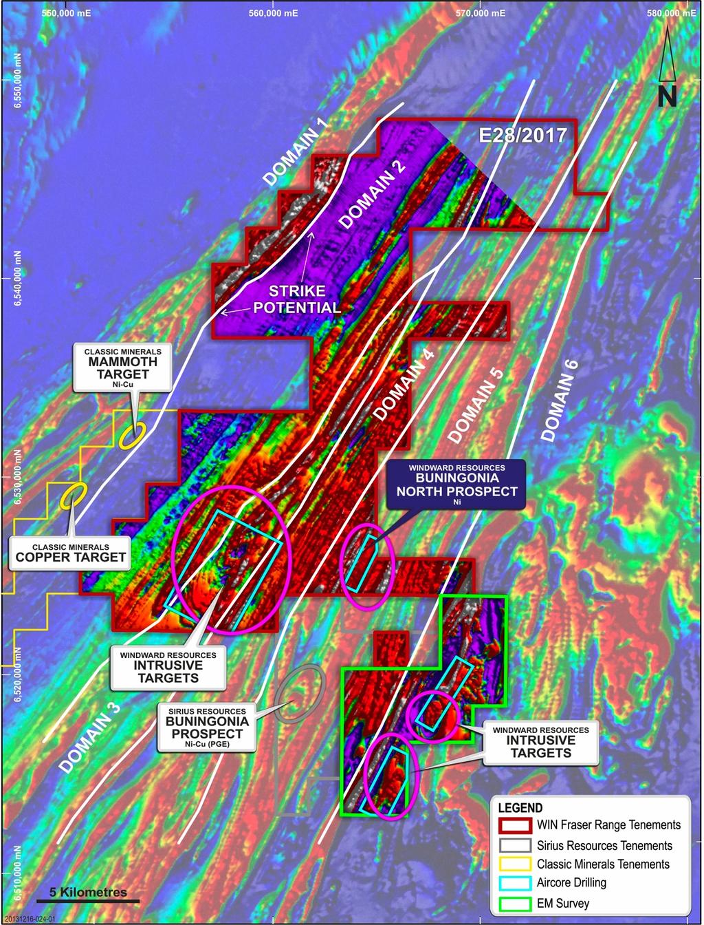 Geochemical Sampling - Fraser Range North Project E28/2017, E69/2989 Complete surface geochemical coverage of tenements at nominal 400m x 800m sample spacing.