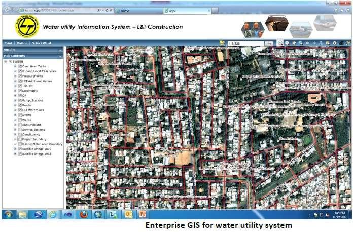 GIS implementation in L&T Construction Enterprise GIS based water utility information system 1 Development of GIS system for utility management was done with the help of ESRI.