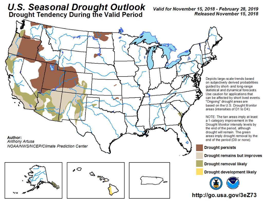 Seasonal Drought Forecast for Texas is for Drought Improvement The Climate Prediction Center s (CPC) Seasonal Drought Outlook has drought removal likely listed for the two remaining areas in Texas