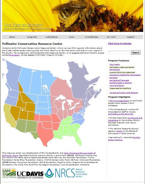Resource Center Pollinator Conservation Resource Center Information from Xerces and other sources, including: Wildflower lists Conservation guides