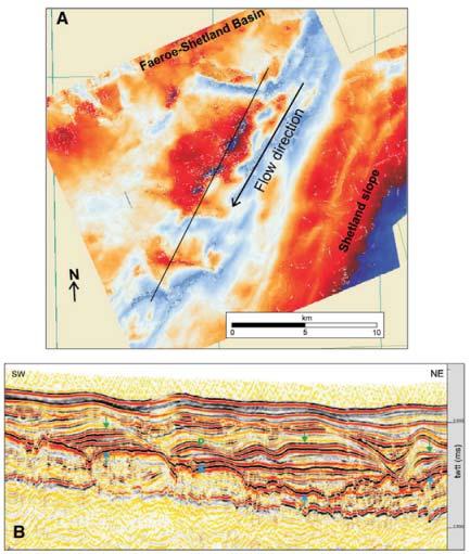 reflector and the basal unconformity Seismic profile (the thin line in A) showing alongslope SW progradation of internal