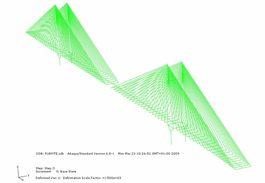 Figure 5: Structural model of Miradoiros Bridge. Tabla 1: Mode shapes and natural frequencies of Miradoiros Bridge.