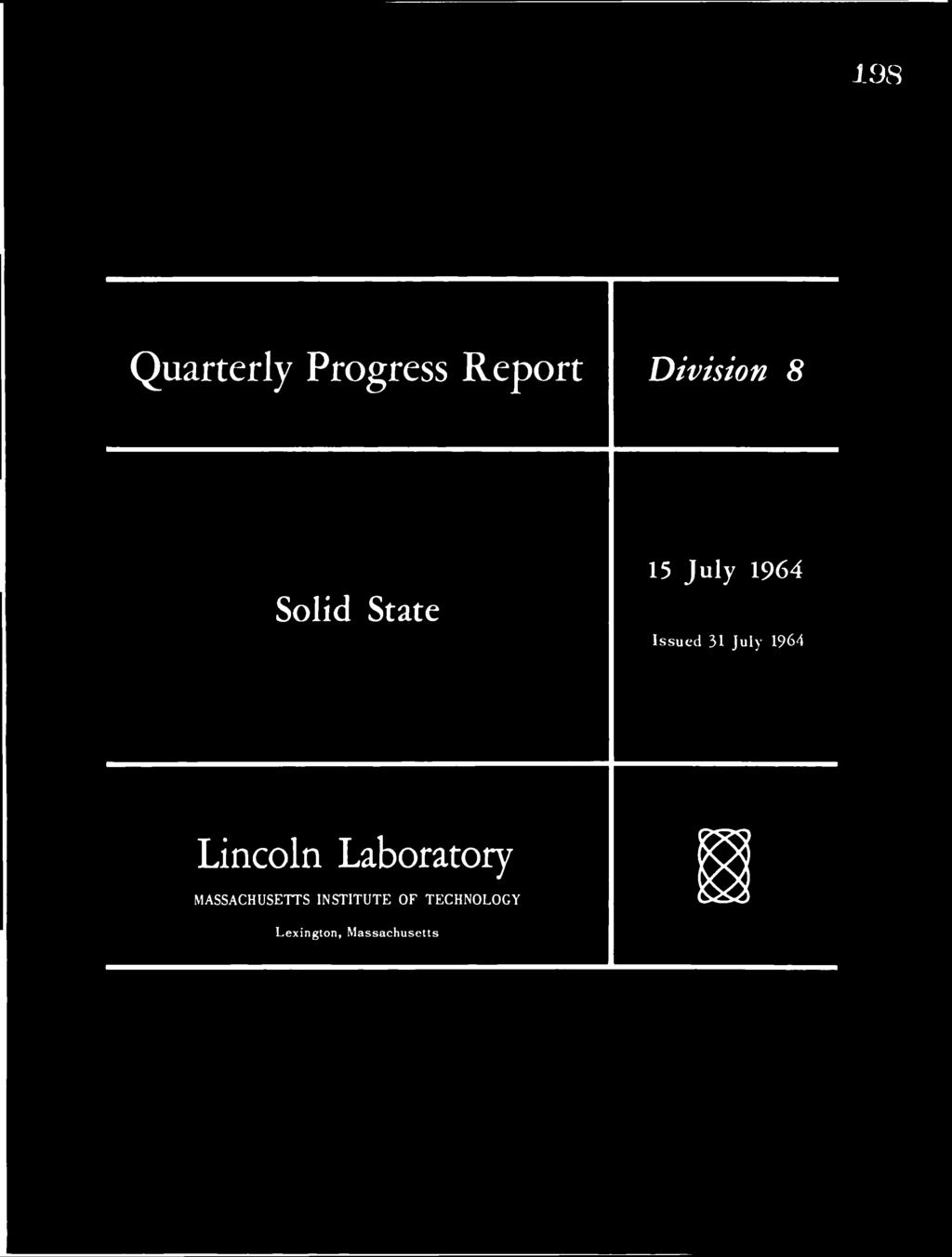 1964 Lincoln Laboratory MASSACHUSETTS