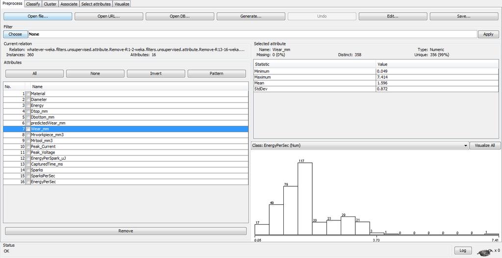 it is possible to visualize the raw data and eventually modify or update the data column. A typical pre-processing interface is shown in Figure 118.