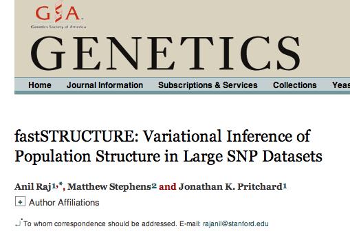 Variational Bayes Inference of Population Structure 2014 Observed data (x) = whole genome SNP