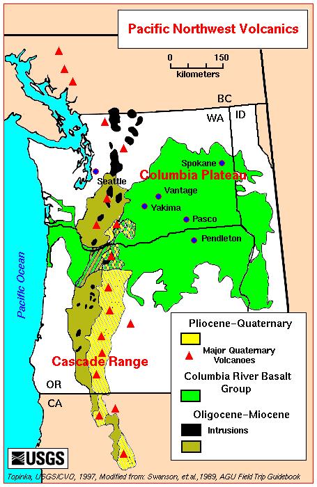 The Columbia River Basalts (CRBs) erupted over an interval ranging from approximately 17 to 6 million years ago.