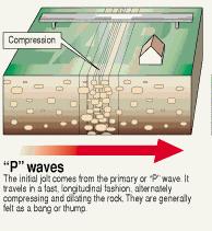 Earthquake Waves Body Waves P waves Travel through solids,