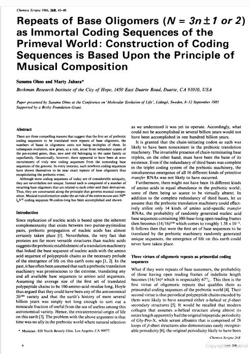 Molecular Evolution and Music DNA The traditional musical composition embodied in sonata form consists of: (1) the exposition, in which the principal and secondary subjects are presented; (2) the