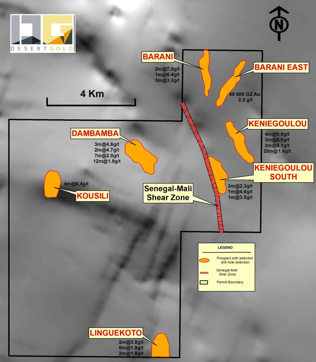 Farabantourou Project Overview Targeting initial resources for two prospects in addition to Barani East: Barani targeting 50,000 ounces based