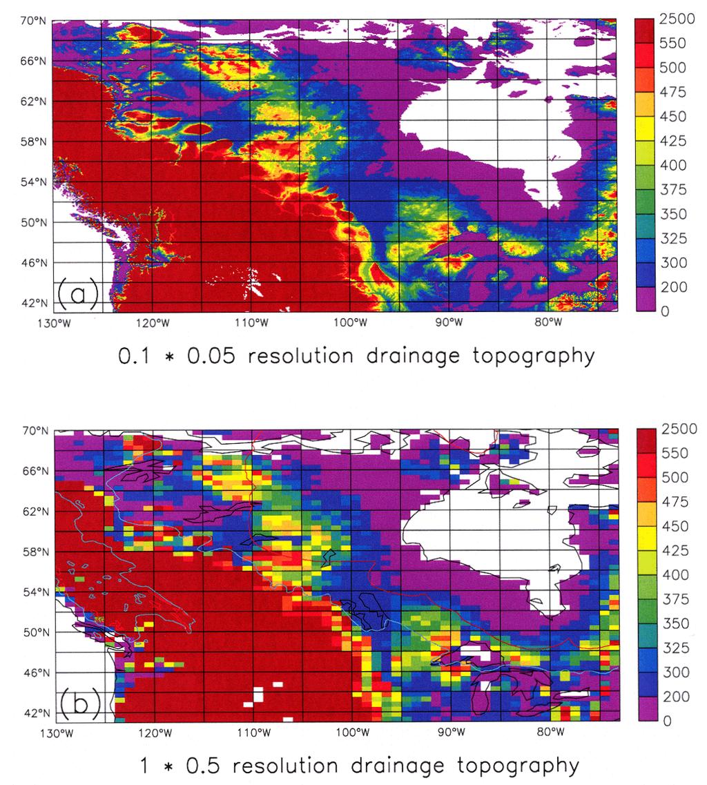 The main requirements for an accurate computation of the runoff of meltwater fom the continent during deglaciation include (1) an accurate digital elevation model for