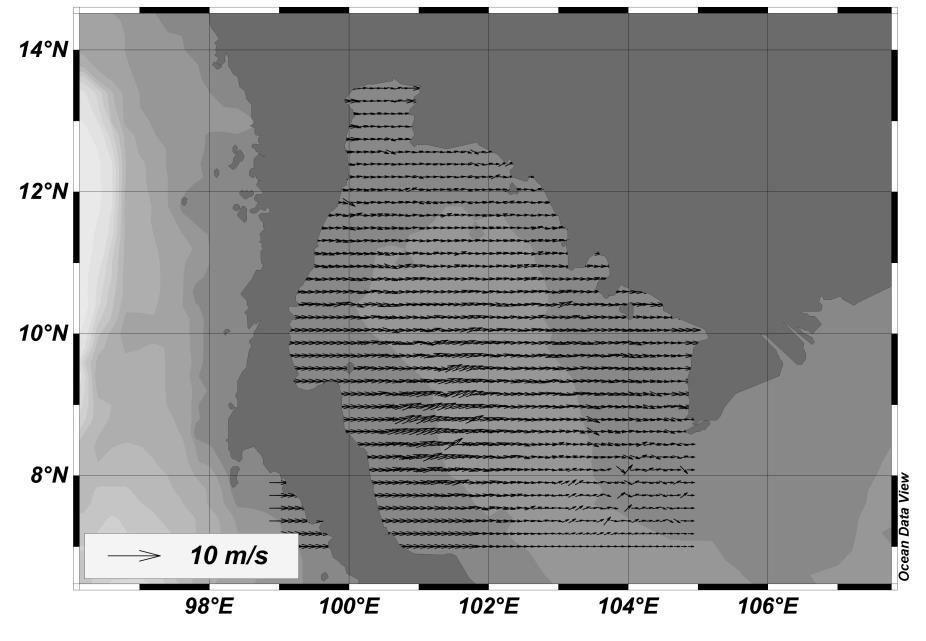 August Figure 2. Wind patterns used for this study. 3. Results Result of wind-driven circulation for January (NE monsoon condition) was shown in Figure 3.