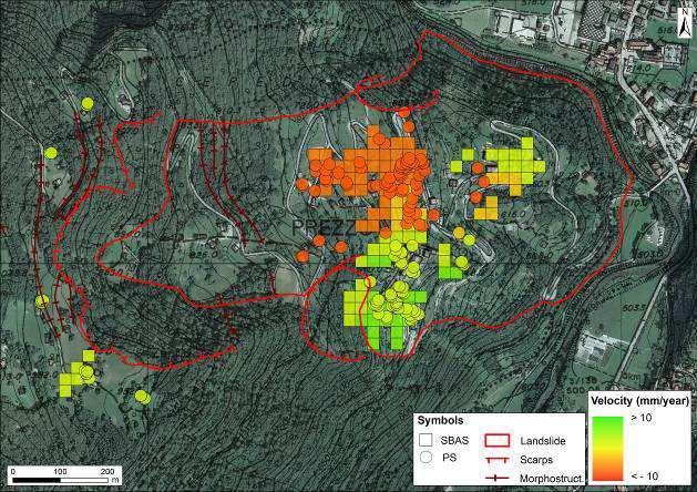 Single slope analysis Prezzo landslides (Giudicarie Valley, Trento) were analysed via PS and SBAS analysis, LIDAR data and field surveys.