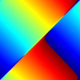 The simulation is done with G = cos(), G y = cos(y), β =.5, N = 56 from a random initial condition.