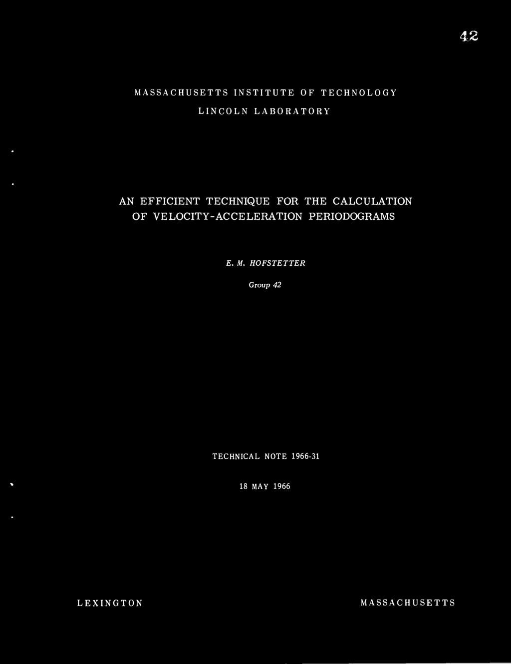 VELOCITY-ACCELERATION PERIODOGRAMS E. M.