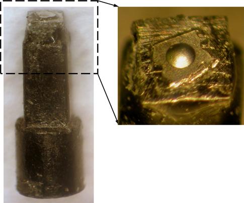 , USA), where the conventional hard diamond tip was replaced by the dimple specimen.