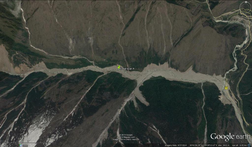 Events upstream of Vishnuprayag HEP Increase in sediment supply
