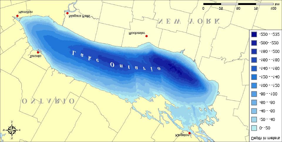 Lake Ontario 310 km long 85 km