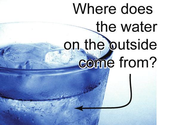 Water cycle releases heat Latent heat Have you ever noticed that the outside of a glass of cold water becomes wet on a humid summer day? Where did the water come from? Did it come through the glass?