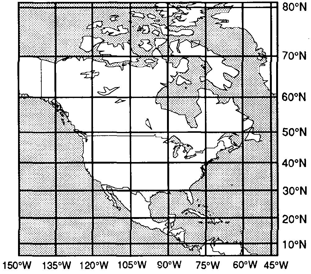 111. Locations A and B on the map of North America below are source regions for air masses. 114. An airmass originates with its center located at 25 N and 90 W.