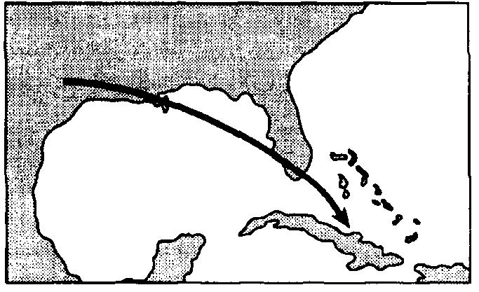 What was the lowest air pressure recorded on the barogram as the hurricane passed near Miami? A) 27.