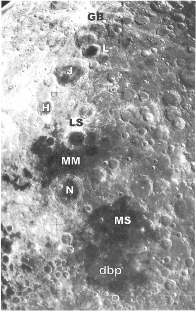 4218 GILLIS AND SPUDIS' GEOLOGY OF THE MOON'S EASTERN LIMB Figure 1. This Apollo image shows a regional view of the eastern limb of the Moon (10øS-40øN latitude and 70ø-100 ø longitude).