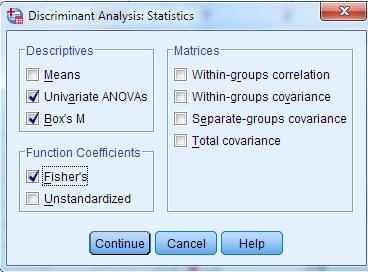 Analyze -> Classify -> Discriminant Dependent variable Here Independent variables V.