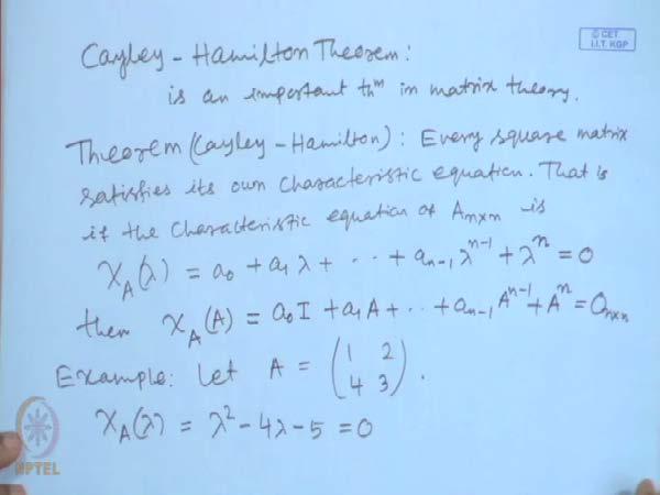 (Refer Slide Time: 50:00) So, next, we will discuss an important theorem of this linear algebra; and in particular, this is an important theorem theorem of matrix theory to complete this vector space
