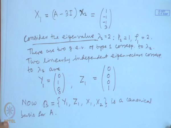 Here we shall find out this generalized eigenvectors x 1 and x 2.