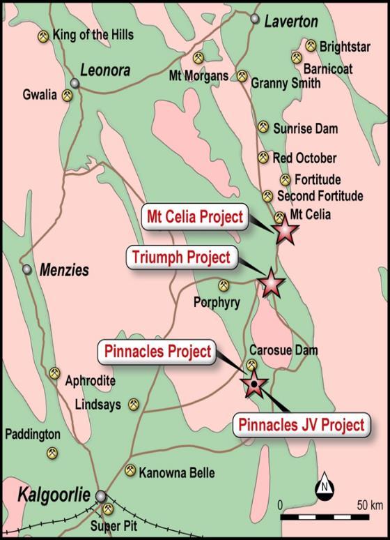 Figure 3: Nexus Project Locations Eastern Goldfields, Western Australia.