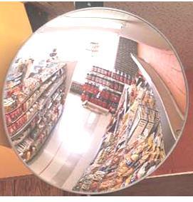 2. Diagram 2.1 shows a mirror that is fixed in certain area in a mini market. The purpose of the mirror is to help the owner of the mini market to monitor their customer. Diagram 2.1 (a) State the type of mirror used.