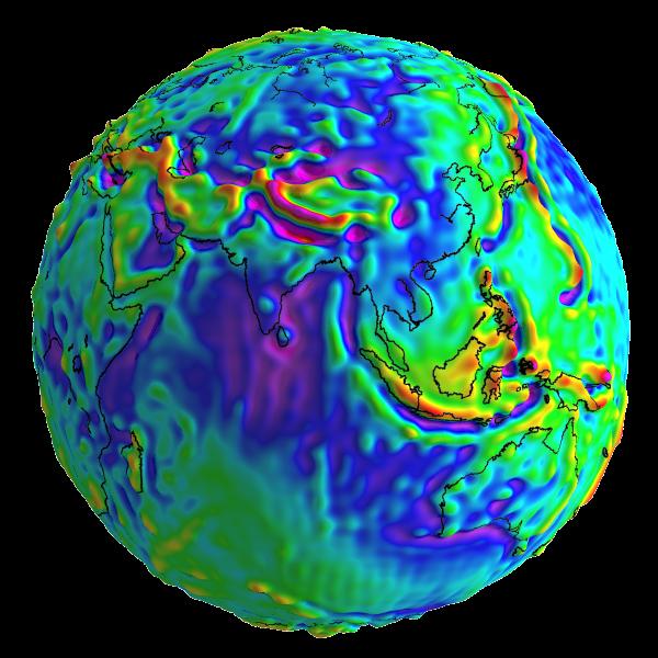 It shows the very small variations of the Earth gravity field from that of a perfect ellipsoid EIGEN-GRACE-S (GFZ) This is a