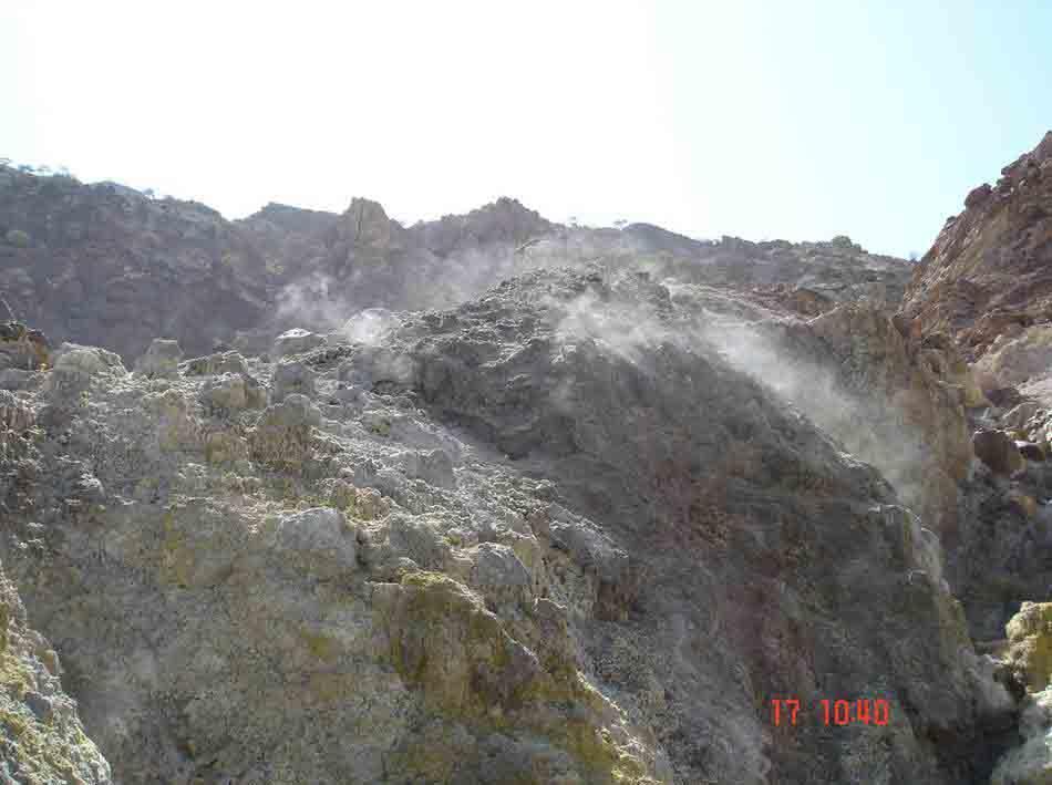 Geologic and Geothermal Setting Geothermal setting- Alid Hot mineralized fluids discharge from many locations.