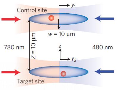 3. Rydberg blockade between two atoms Experimental setup Counter-propagating laser beams 780nm 480nm for