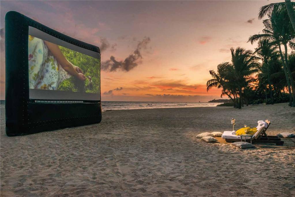 MOVIES UNDER THE STARS Enjoy your favorite film, enveloped in the privacy of one of the most beautiful beaches in the Mexican Caribbean.