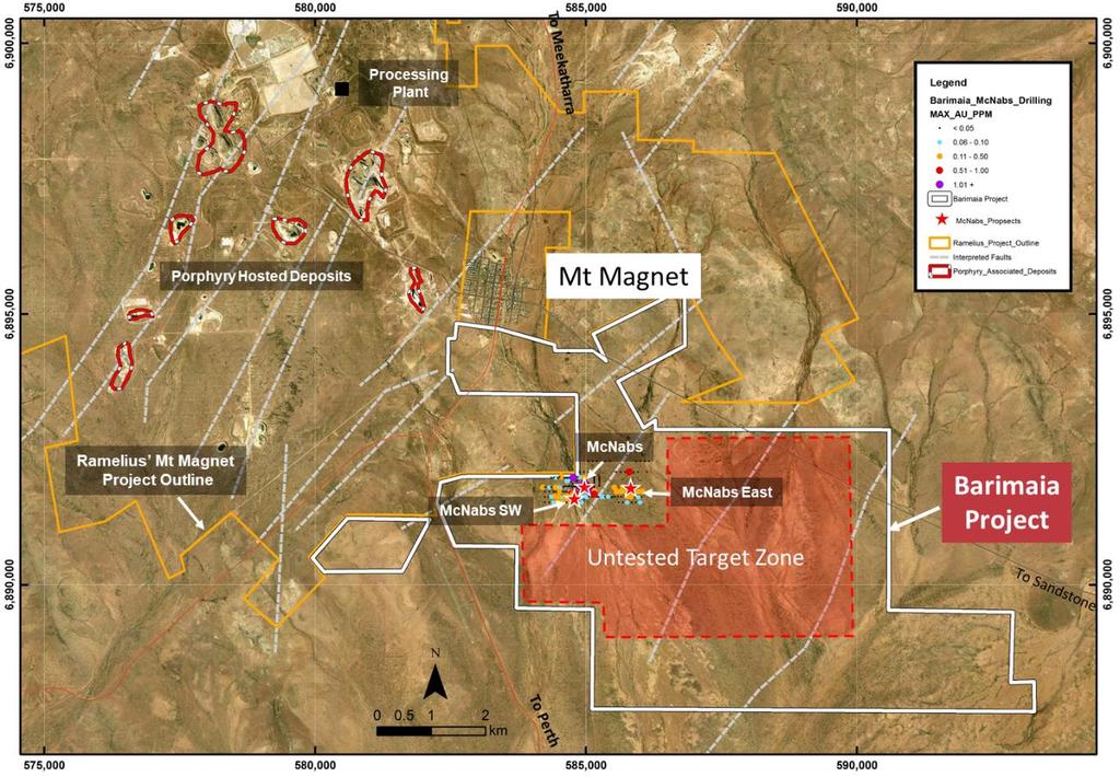 Au-Bi-Te-Pb- W-Ag) with the nearby porphyry-hosted gold deposits Eridanus Genesis holds the right to earn an 80% interest ($1.