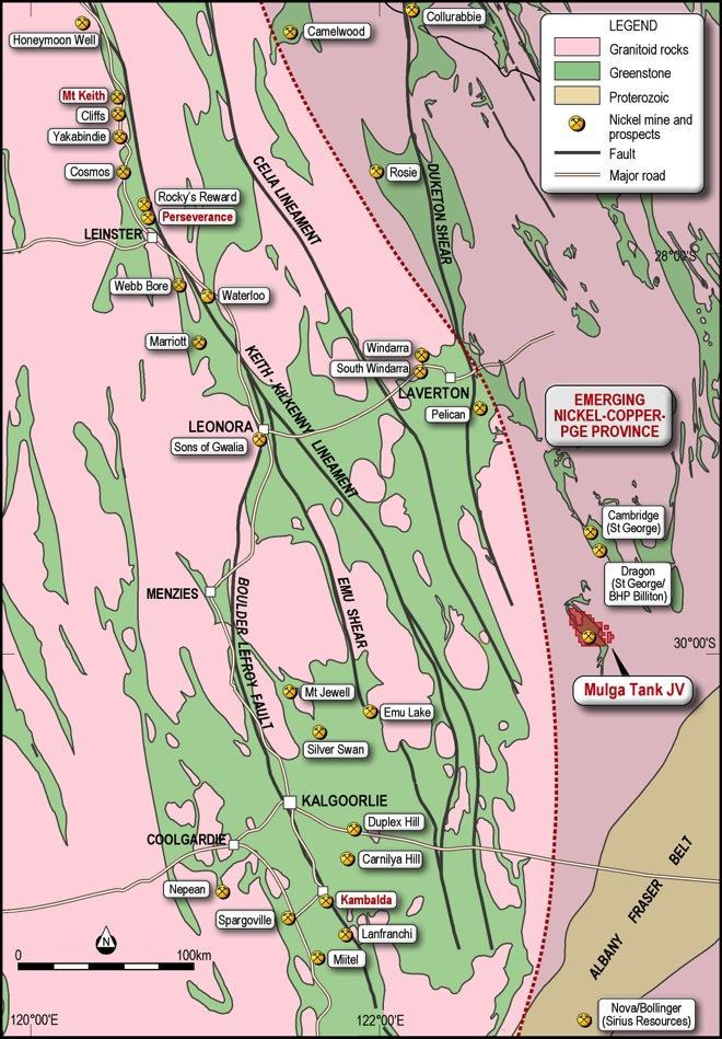 Mulga Tank Project: Location Emerging WA nickel province Near to world class nickel mines: Perseverance >1 Mt Ni metal Mt Keith >2 Mt