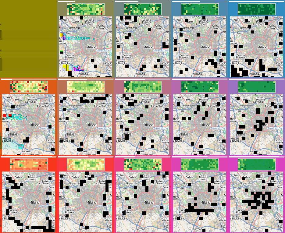 G. Andrienko et al. / Space-in-time and time-in-space SOMs 7 Figure 6: The map of Milan with the places colored as the cells of the time-in-space SOM (Figure 5) they belong in.