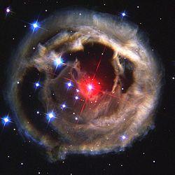 V838 Monocerotis (V838 Mon) is a red variable star in the constellation Monoceros about 20,000 light years (6 kpc) from the Sun.