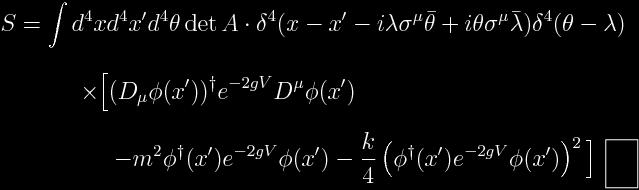 SUSY invariant Lagrangian 2 For the Higgs boson, one can write down an invariant action: Brane location Kinetic term Higgs potential Covariant derivative made of the vielbein A a.