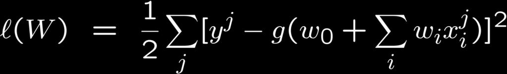 OpGmizing a neuron We train to minimize sum- squared error f(g(x)) = f (g(x))g (x) x l w i = j [y j g(w 0 + i w i x j i )] w i g(w 0 + i w i x j i )